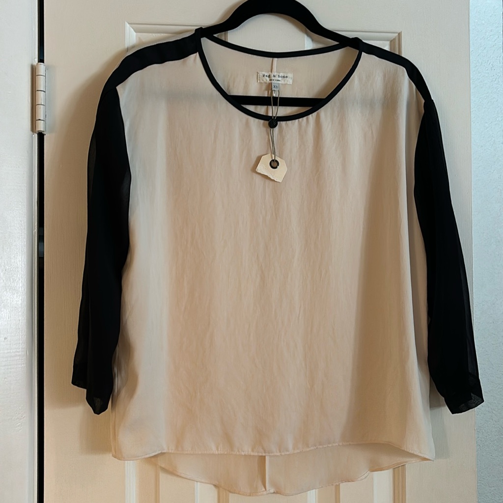 Rag  Bone Brand New Black  Cream Blouse